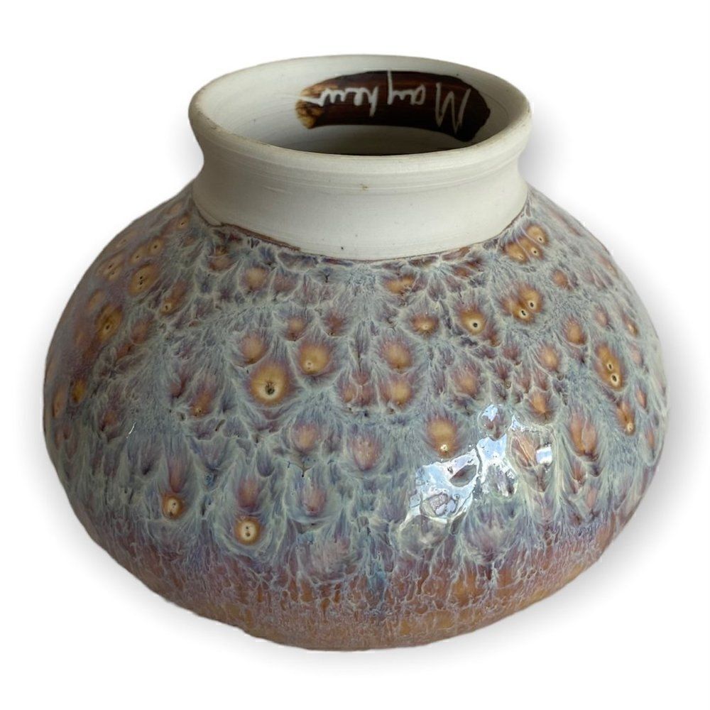 Phil Mayhew Ceramic Vintage Small Brown Green Vase Signed Mid-Century Modern